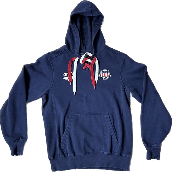Arena USA Swimming Small Hooded Blue Warmup Jacket Hoodie Sweatshirt Pullover - Picture 1 of 3